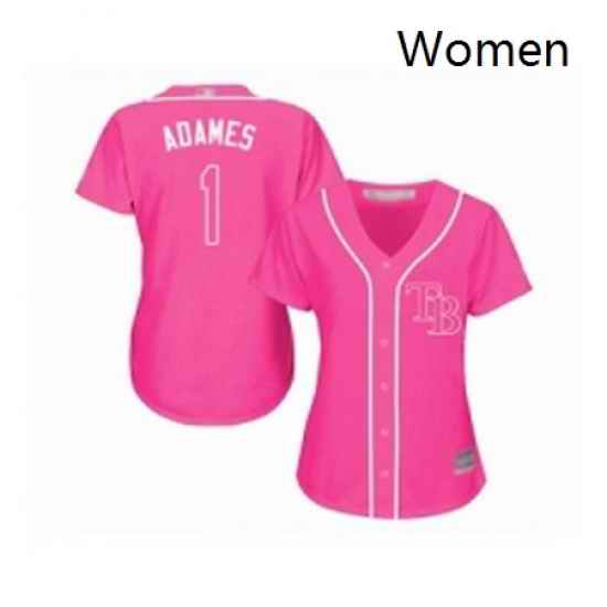 Womens Tampa Bay Rays 1 Willy Adames Replica Pink Fashion Cool Base Baseball Jersey